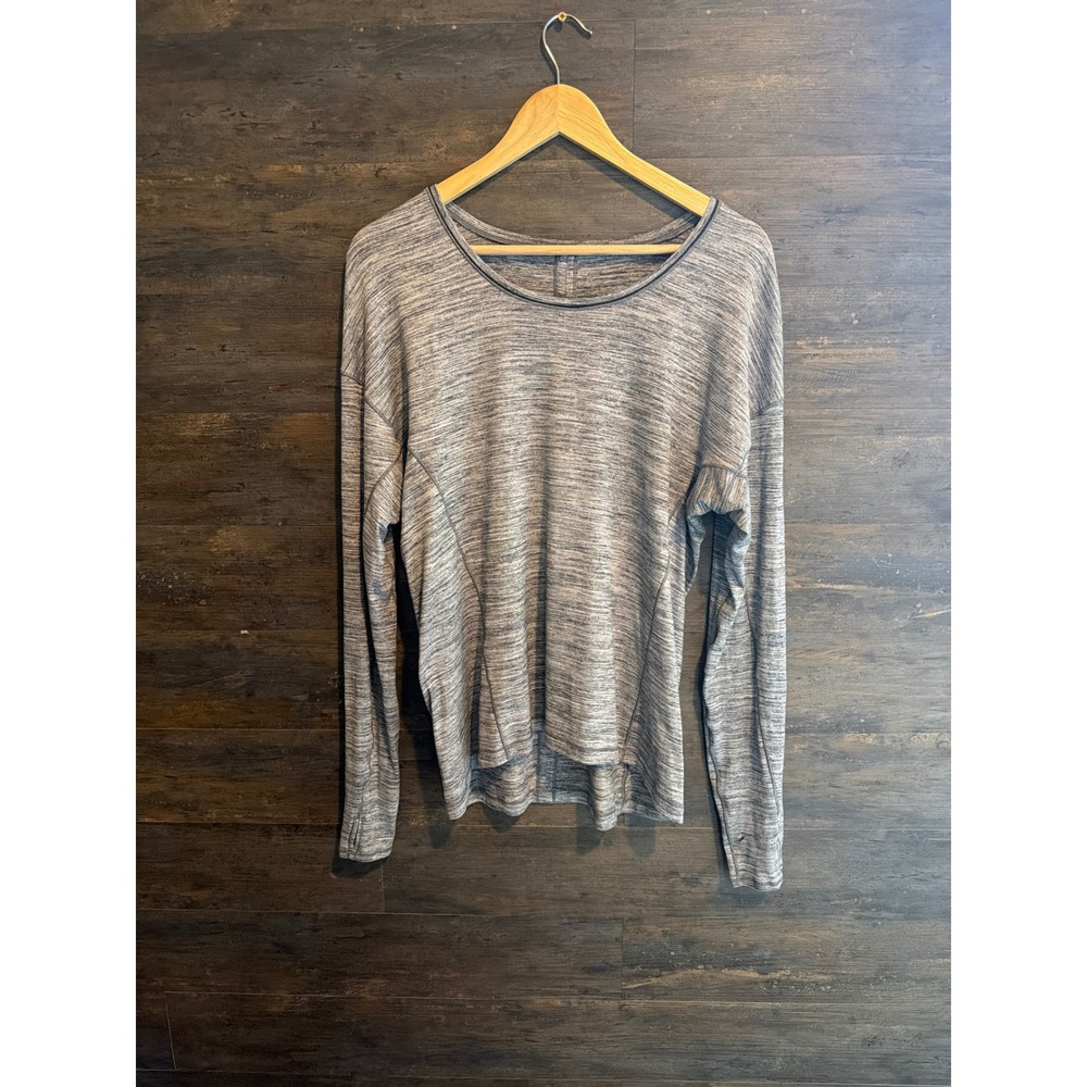 Lululemon Grey Space Dye L/Sleeve Thumbhole Active wear Heathered Crewneck FLAW